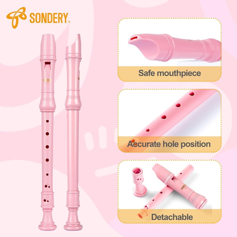 Sondery آلة تسجيل سوبرانو بأصابع ألمانية متينة للمبتدئين سهلة العزف بجسم بلاستيكي تشمل مخطط الأصابع وحقيبة حمل - Image 3